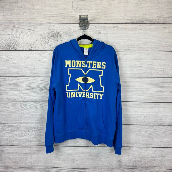 Disney Men's Blue & Green Monsters University Zip Up Hoodie Size XL - Picture 1 of 8